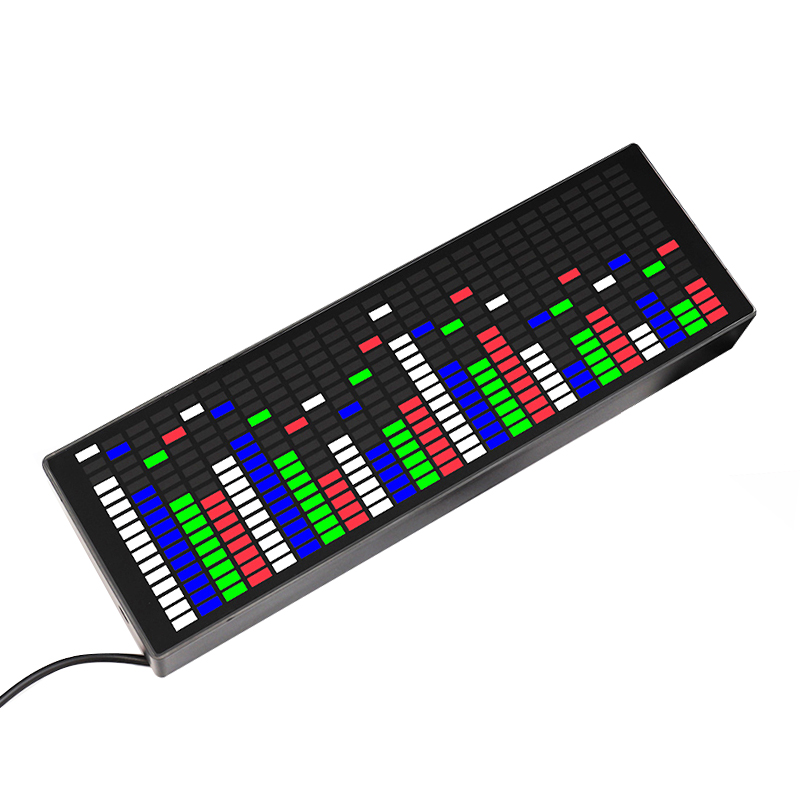 Audio Music Light - 音声起動 LED 音楽スペクトルリズムライトカラフルな 1624 RGB 音声センサー時計表示オーディオレベルインジケーター