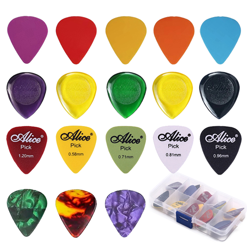 Electric Guitar Pick Pack - 30個入りギターピックセット – セルロイド＆ティアドロップスタイル ゲージ0.46-1.5mm – アコースティック＆エレクトリックギター用バルクボックス入りピック
