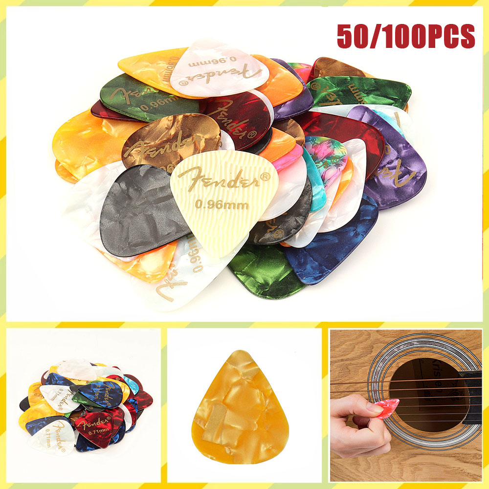 Electric Guitar Pick Pack - 50 & 100 個新しいアコースティックピックピックセルロイドエレクトリックスムーズギターピックアクセサリー 0.46 ミリメートル