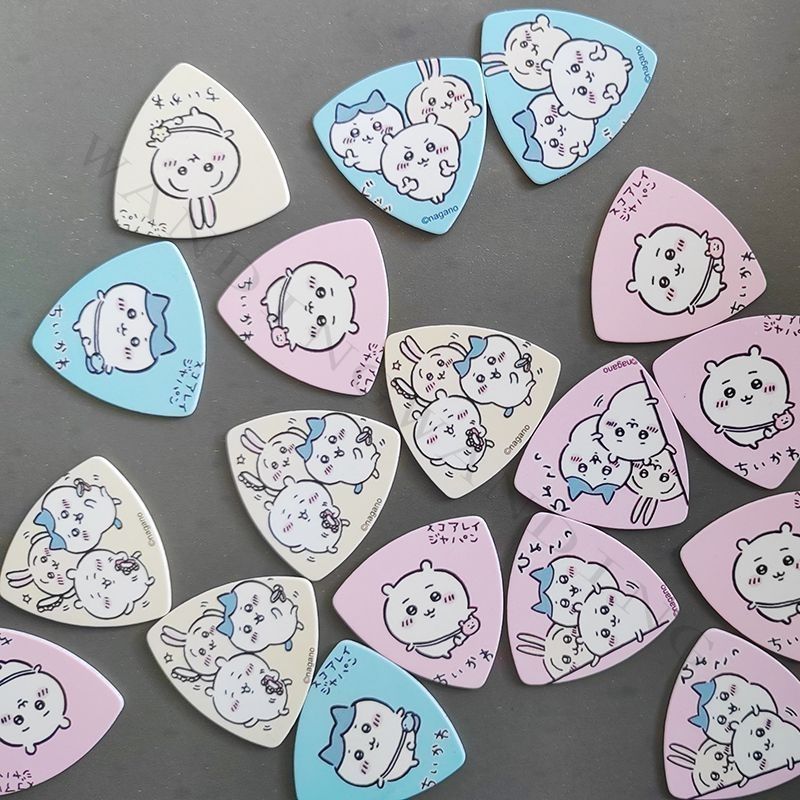 Electric Guitar Pick Pack - インスキュート漫画チイカワ三角ギターピック イエローブルーピンクセルロイドピック アコースティック/エレキギター用 漫画風可愛いピック