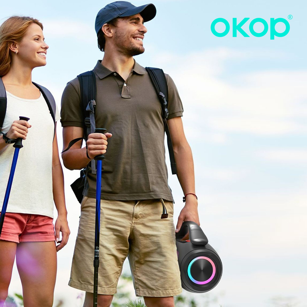 Amazon Music Audio Quality - OKOP Bluetooth スピーカー、AI スピーカー、ハイパワー高品質ホームオーディオ、カラフルなアンビエントライト、プラグインカードスピーカー、USB TF AUX