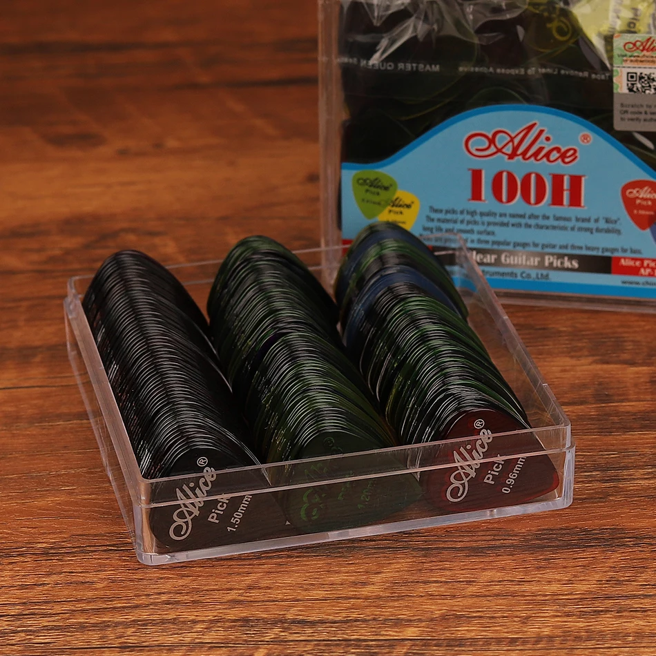 Electric Guitar Pick Pack - アリス AP-100H 100 ピース/セットクリア透明 PC ギターピックアコースティックエレキギター用各種厚さピック卸売