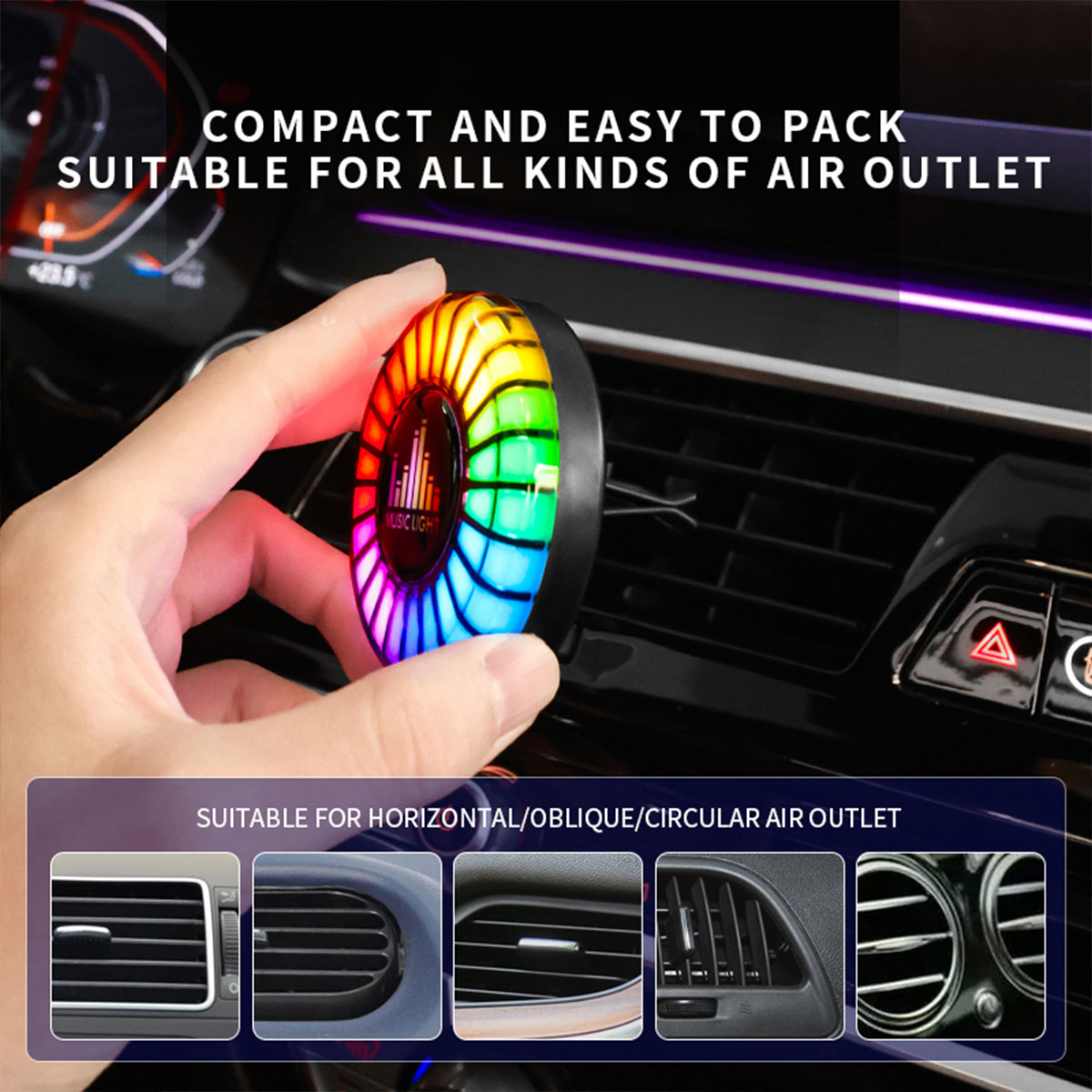 車載音楽リズムランプ 車用エアコン吹き出し口芳香剤 D2 車 - Audio Music Light のレビューと価格
