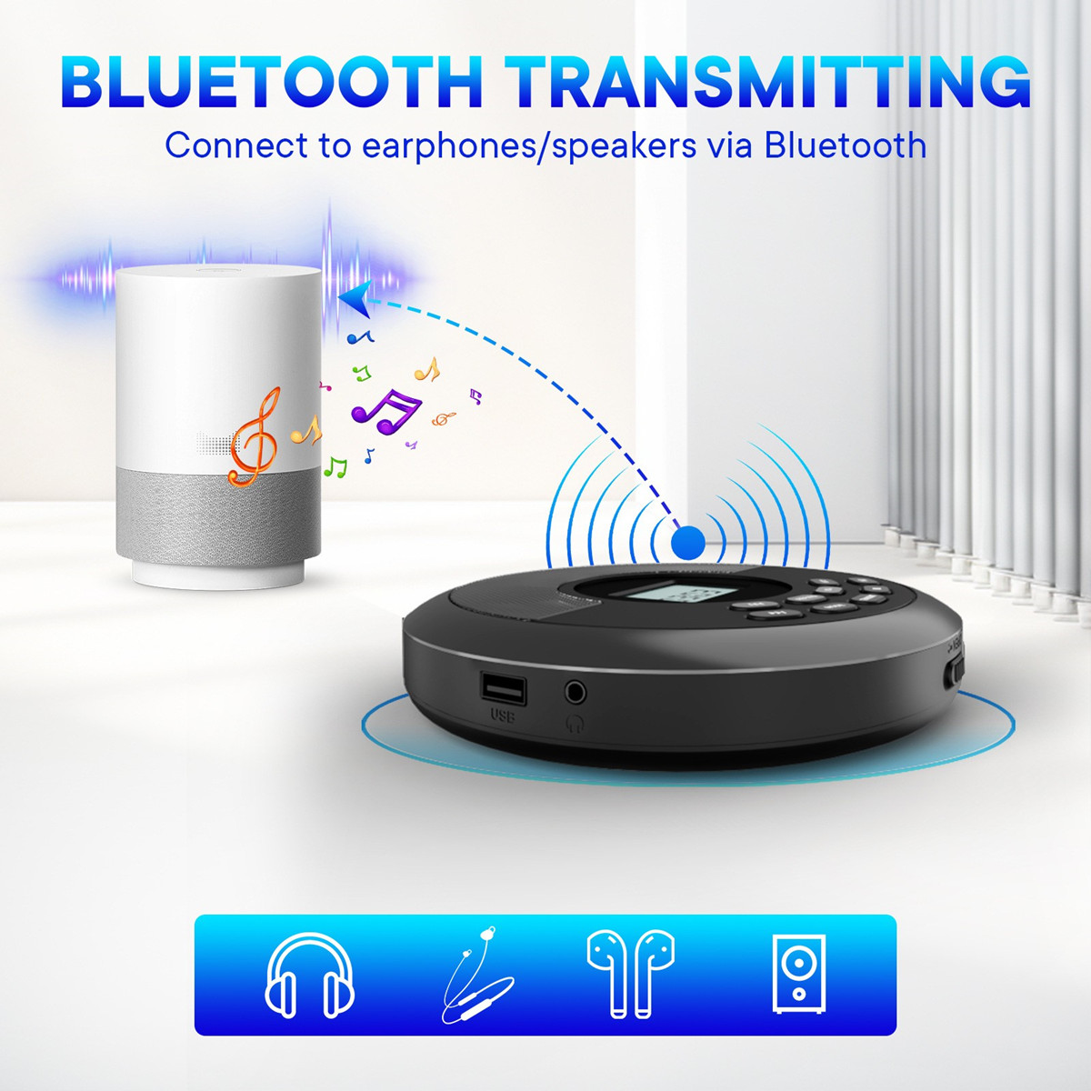 ポータブルCDディスクマシン MP3 USBドライブ Blu - Audio Music Mp3 Song のレビューと価格