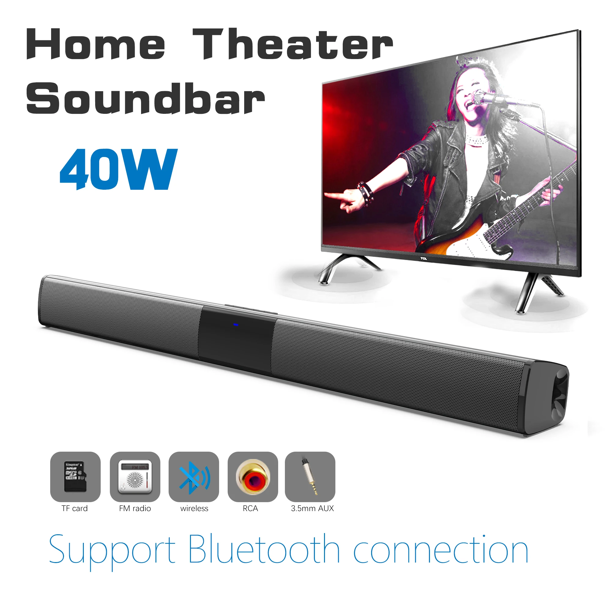 Bluetoothワイヤレスサウンドバー,40W,ホームシア - Audio Music Center のレビューと価格