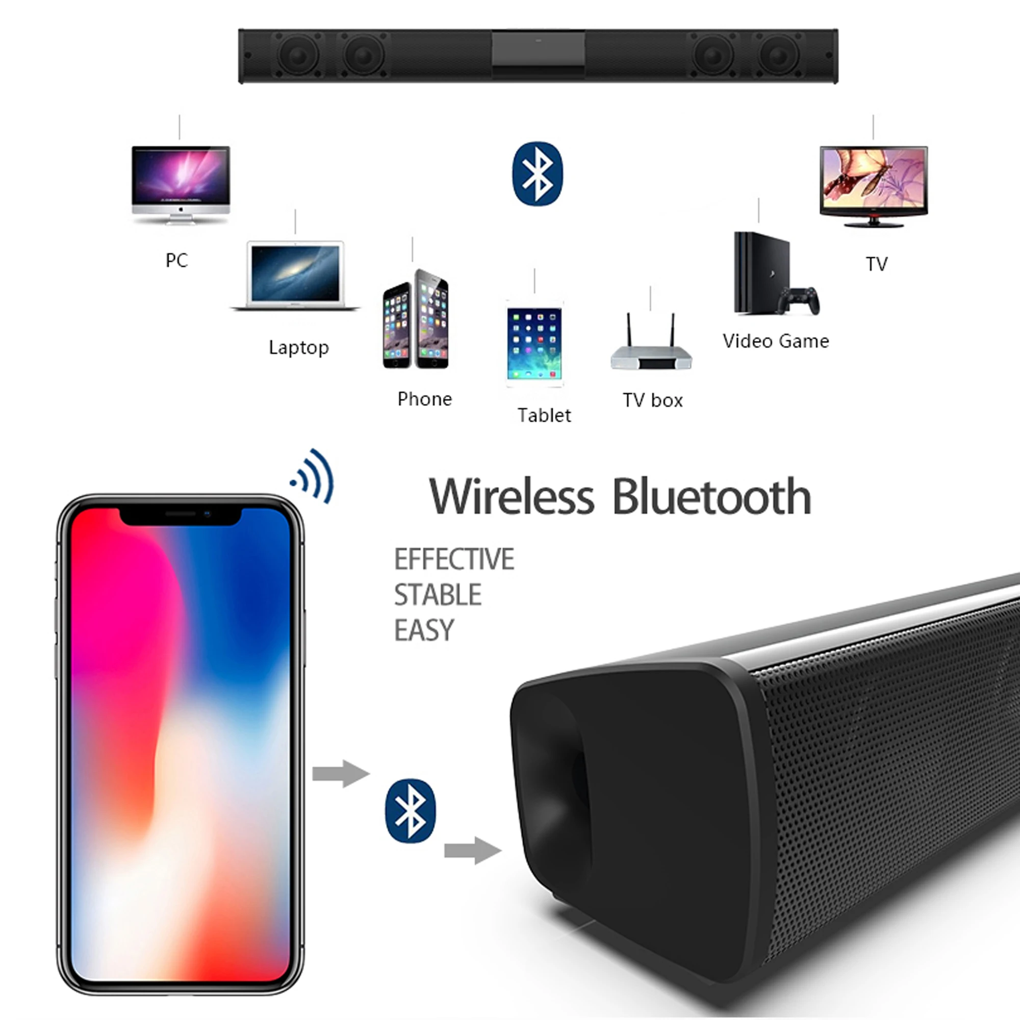 Bluetoothワイヤレスサウンドバー,40W,ホームシア - Audio Music Center のレビューと価格