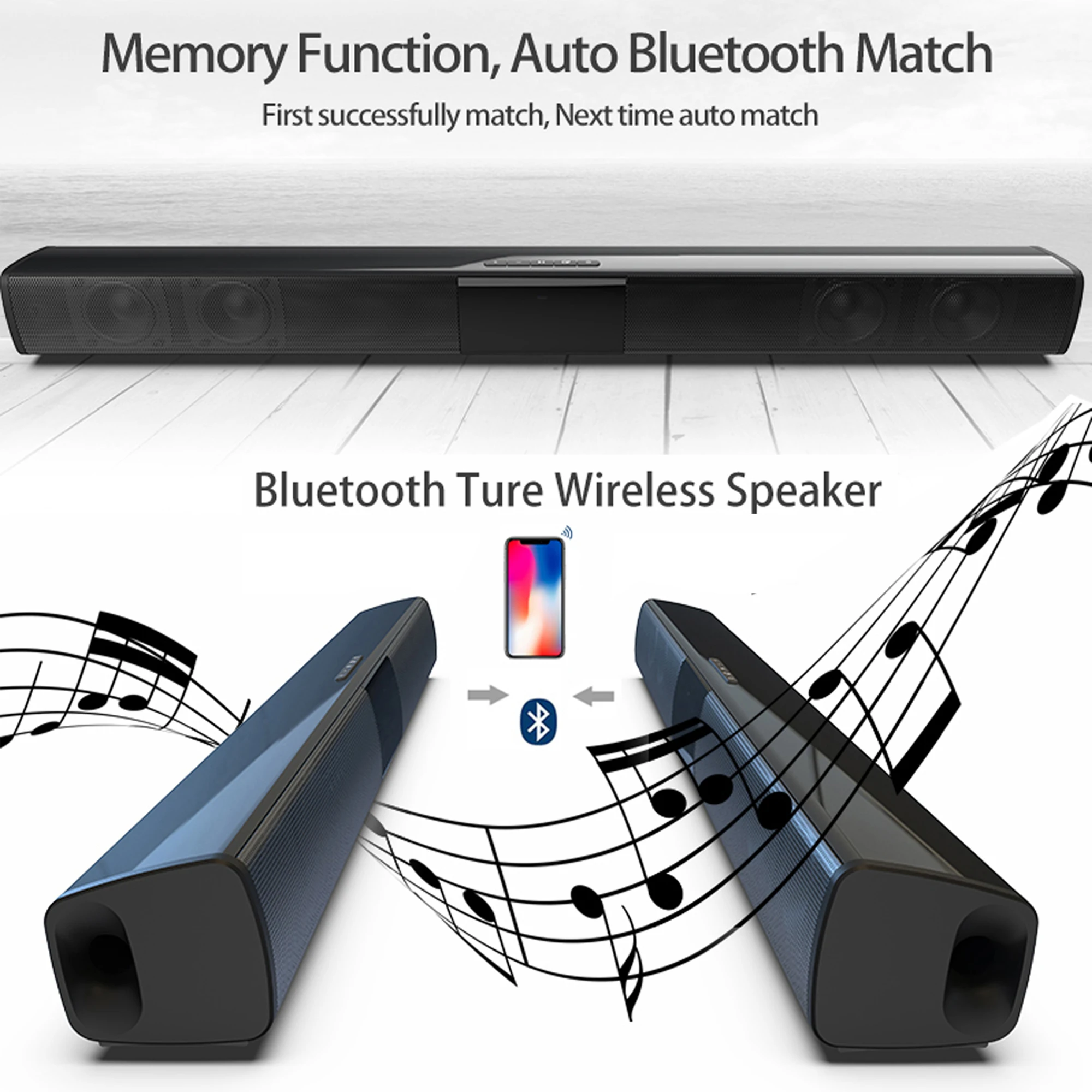 Bluetoothワイヤレスサウンドバー,40W,ホームシア - Audio Music Center のレビューと価格